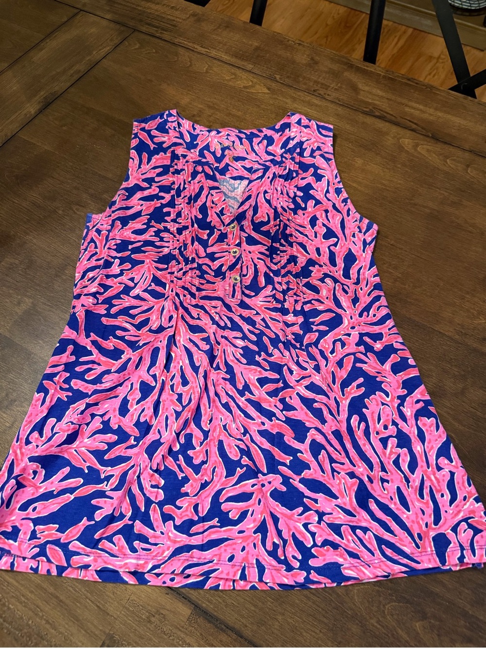 Lilly Pulitzer Pink & Navy Coral-Print Blouse